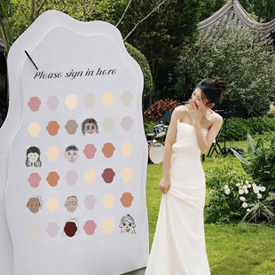 结婚礼签到墙创意头像涂鸦背景KT板户外游园会迎宾牌氛围拍照布置