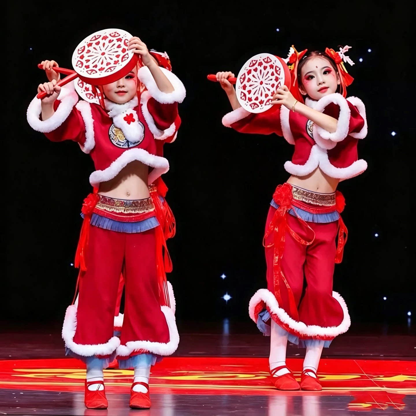 杰缘翔元旦开门红儿童打鼓演出服