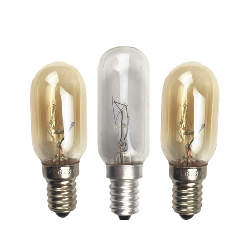 冰箱灯泡E14螺口长玻璃灯泡E14 220V240V40W三开冰箱泡老式灯丝泡