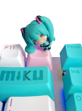 初音未来键帽立体可爱少女透光卡通绿色动漫二次元周边键盘esc