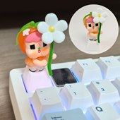 哭娃个性 饰esc粉色透光 键帽Mokoko萌粒机械键盘立粉色可爱键盘装