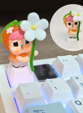 哭娃个性键帽Mokoko萌粒机械键盘立粉色可爱键盘装饰esc粉色透光