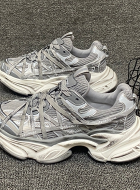 小众高级感绑带老爹鞋男ins2025秋季巴黎新款百搭厚底运动休闲鞋