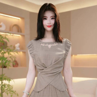 2026春季新款精致修身大气简约掐腰显瘦连衣裙套装两件套D2948