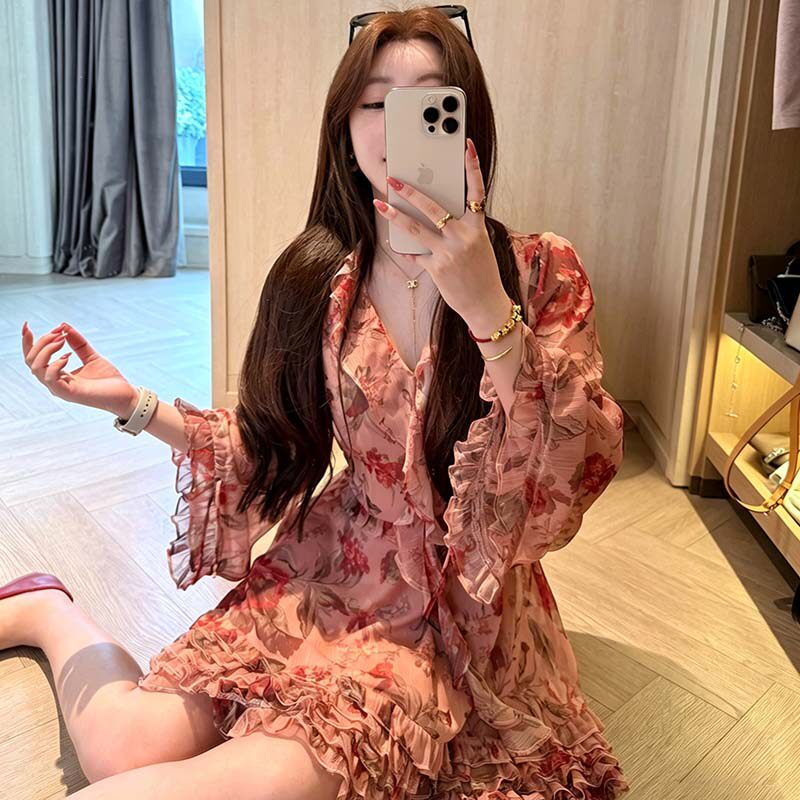 （现货）【有里布】碎花法式优雅浪漫印花显瘦度假仙女裙气质连衣