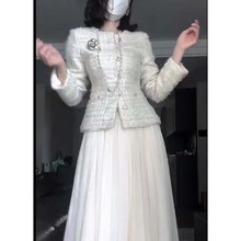 【两件套】有里布【送腰带】漂亮时尚减龄小香风裙子套装D3842