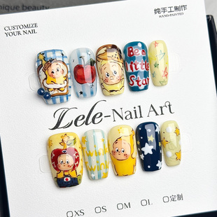 Lele【星星人】手工穿戴甲新款纯手绘个性圣诞礼物可爱甲片可拆卸