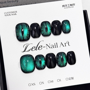 Lele【恶魔之眼】手工穿戴甲纯手绘高级感时尚男女个性显白短款