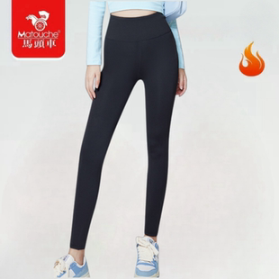 马头车保暖裤芭比裤女秋冬无痕高腰鲨鱼皮打修身光面紧身抗风棉裤
