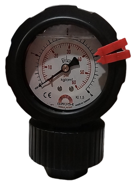 台湾华记PP隔膜压力表双面GR-AC 0-4KG60psi内牙螺纹SAFE/GAUGE