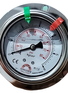 台湾华记轴向不锈钢压力表1.5级60MM AE-AFP1 2.5