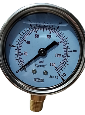 不锈钢压力表323.11.22 10kg140psi径向1/4pt外牙耐震FTB充油铜接