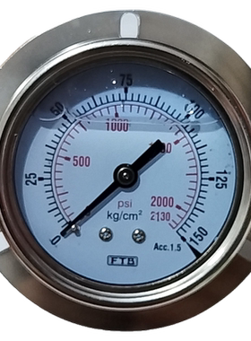 双叶台湾FTB轴向耐震压力表150kg/cm²2130psi背式带边323.71.22