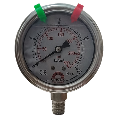 台湾华记径向充油抗震压力表AC-AP1 20KGCM2²300psi1/4NPT