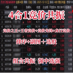 炒股通达信4合1竞价共振组合共振强中选强竞价公式指标个性化服务