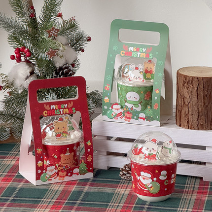 圣诞节蛋糕装饰插牌圣诞老人雪人小熊波波杯围边包装圣诞快乐插件