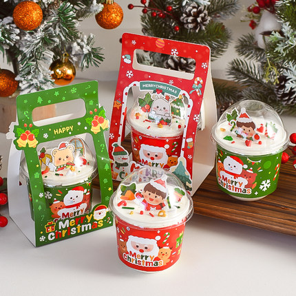 圣诞节蛋糕装饰插件网红圣诞快乐平安夜小熊波波杯围边包装手提盒