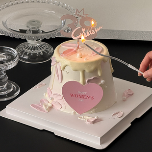 38女神节蛋糕装 饰三八妇女节爱心卡片女王节日快乐亚克力烘焙插件