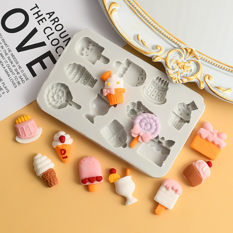 糖果冰淇淋爱心棒棒糖巧克力翻糖蛋糕硅胶模具甜品台烘焙diy工具