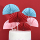 饰甜品台装 烘焙蛋糕装 饰中国风折扇纸扇插卡祝寿生日派对蛋糕装 扮