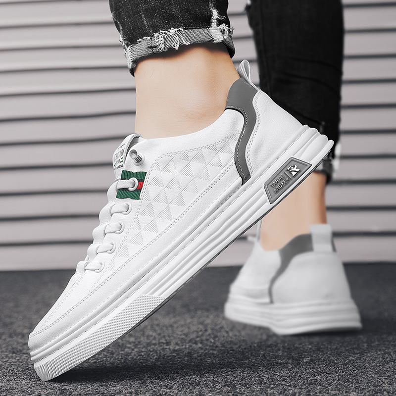 男鞋2025新款冬季透气运动板鞋男士白鞋休闲白色皮鞋百搭小白鞋