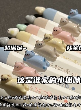 凡物象猫猫磁吸小鸟中性笔ins高颜值学生考试用0.5速干刷题CS黑笔