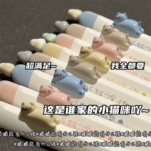 凡物象猫猫磁吸小鸟中性笔ins高颜值学生考试用0.5速干刷题CS黑笔