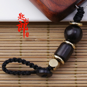 匙刻郎实木汽车钥匙配套使用 黑檀木 手编高档钥匙扣 黄铜