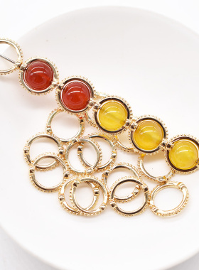 麻花切边套住圈圈对孔圆环diy手工串珠包珠配件串珠圈