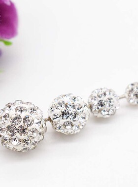 DIY手工饰品珍珠手链串珠隔珠手机链珠满钻 白色钻球软陶泥珠配件