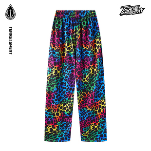 TEARSANDSWEAT篮球训练春秋冬锐哥同款豹纹印花美式直筒运动长裤
