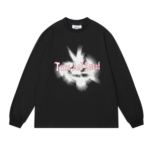 TEARSANDSWEAT潮牌美式鸽子运动高弹T恤长袖男女宽松春秋款