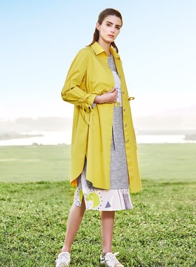 (100元2件) 女子*huise2019折扣纯棉布长款风衣外套N18C175128