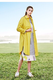 (100元2件) 女子*huise2019折扣纯棉布长款风衣外套N18C175128