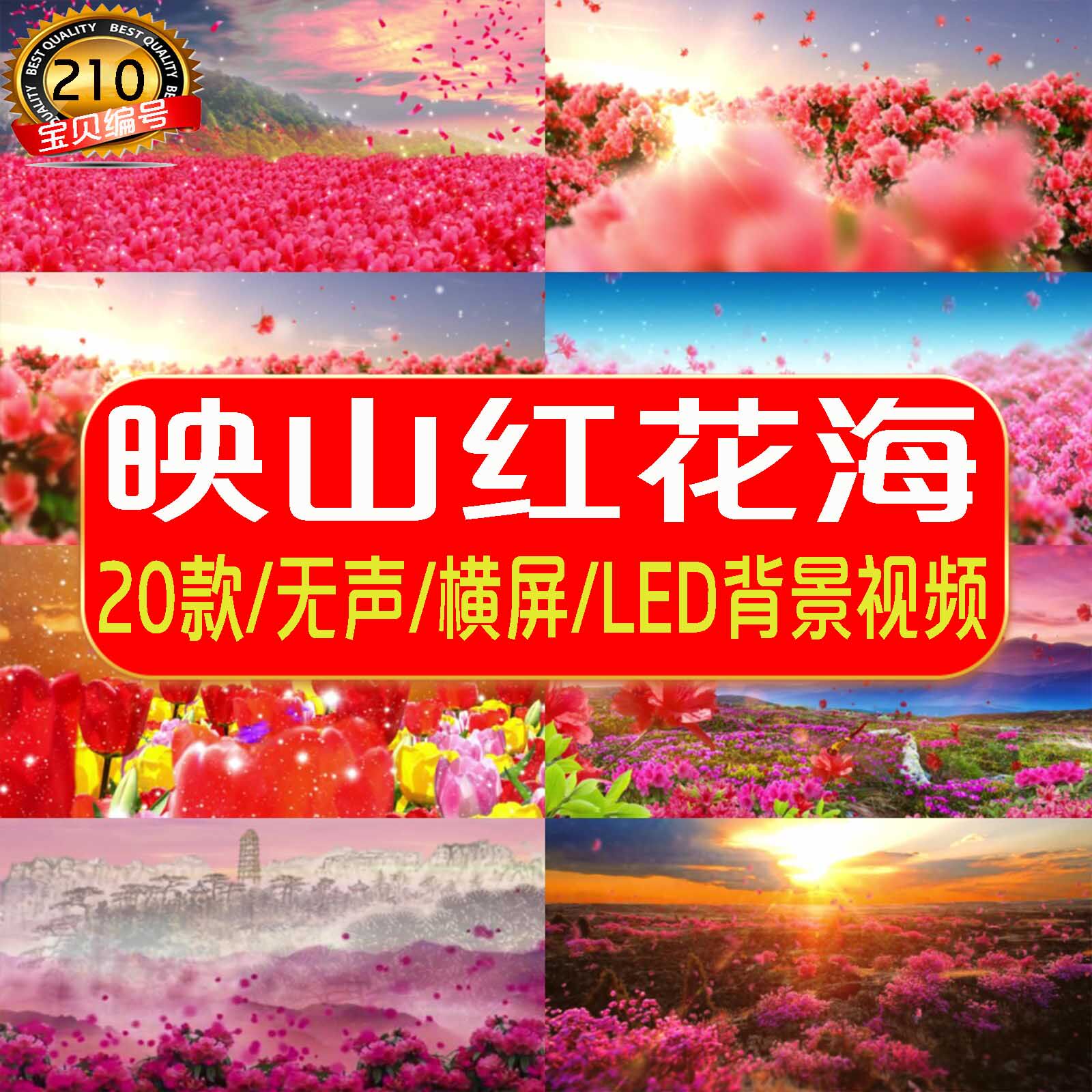 映山红花海红歌民歌晚会led大屏幕舞台舞蹈演出表演背景视频素材