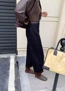 女宽松百搭阔腿长裤 加绒加厚高腰显瘦老爹阔腿裤 新款 欧货1295冬季
