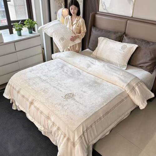 鎏金城堡 简约轻奢高克重加厚防寒冬被保暖柔软牛奶绒四件套