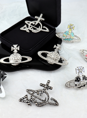 薇薇安土星胸针银色满钻西太后秋冬配饰气质简约闪轻奢潮复古别针