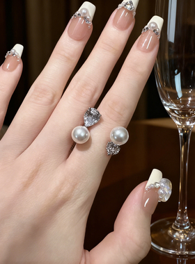 珍珠锆石戒指女潮小众设计高级