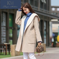 Áo khoác cashmere dài phần 2019 mùa thu và mùa đông mới áo hai dây lỏng lẻo áo len trùm đầu - Áo Hàn Quốc áo dạ dài nữ đẹp 2020