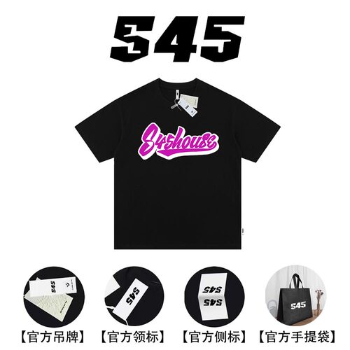 S45夏季多色复古印花字体短袖男t恤基础纯棉百搭街头圆领情侣半袖