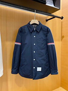 TB衬衫款轻薄羽绒服男四条杆宽松翻领情侣外套2023冬季男女同款