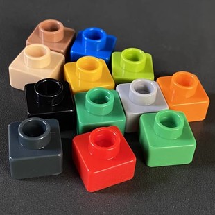 兼容乐高大颗粒积木1x1单孔方薄砖散装零配件拼装墙MOC像素场景