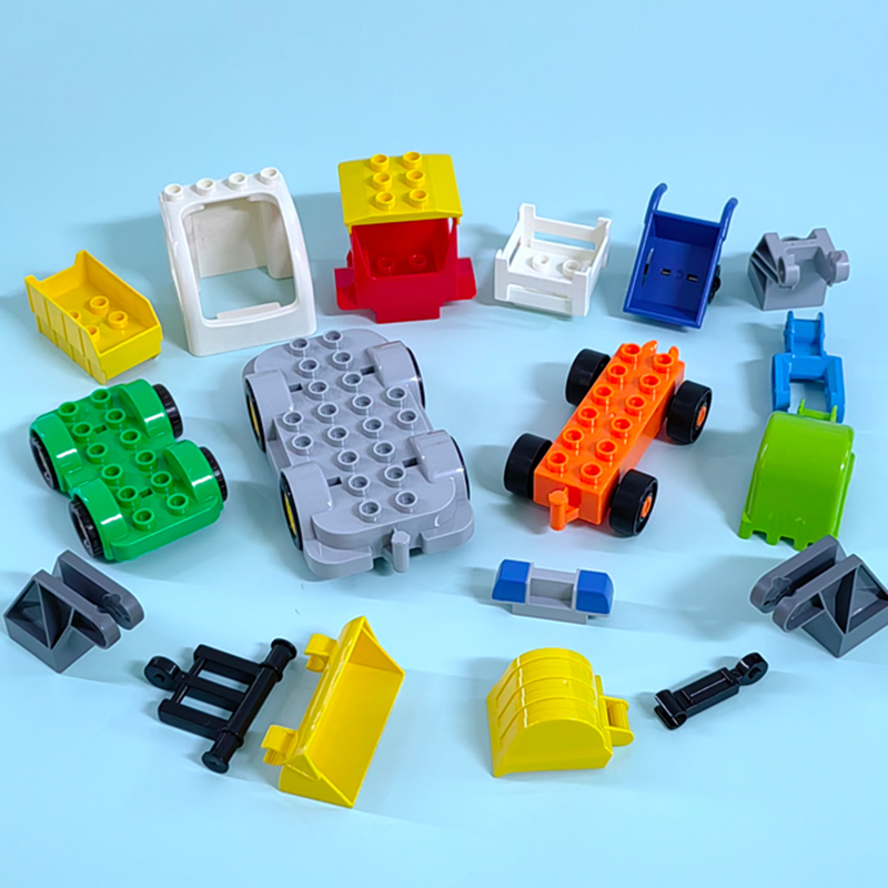 大颗粒交通积木拼装小车玩具3岁