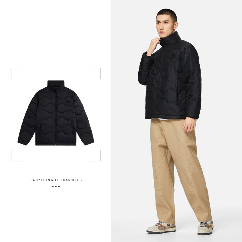 Lining/李宁长乐未央运动生活男子舒适防泼水超轻短羽绒服AYMS081