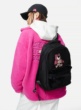 中国李宁2022草莓熊卡通图案男女时尚运动休闲双肩包ABSS372