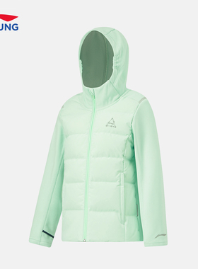 中国李宁女2023大童综合体能系列反光加绒保暖鸭绒羽绒服YYMT074