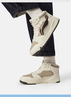 Lining/李宁秋季新款男子加绒保暖中帮经典休闲运动板鞋AGCV407