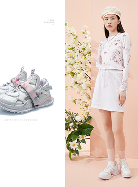 中国李宁正品盘古Halo樱花限定版女子反光减震回弹休闲鞋AGLR152