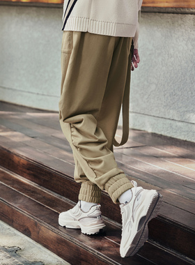 中国李宁男子新款CF溯系列时尚卫裤宽松休闲束脚运动长裤AKLSF57